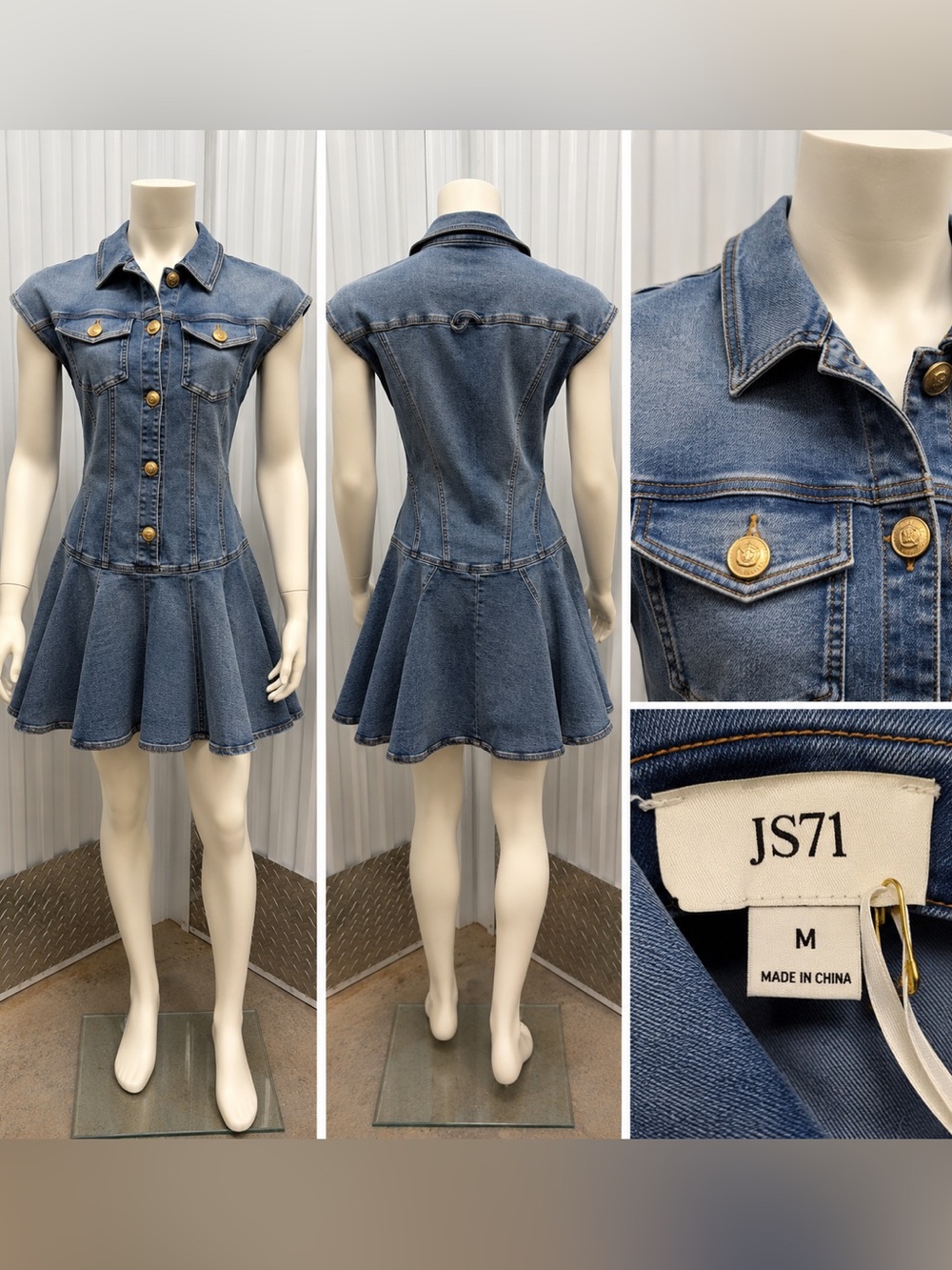JS71 Denim Fit-and-Flare Dress NWT